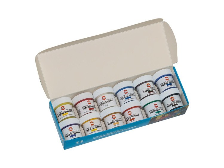 Краски акриловые художественные, набор № 1 (12 цветов) — картинка 3