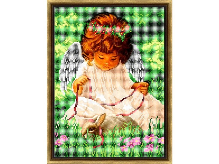 Рисунок на ткани «Ангел на лугу»