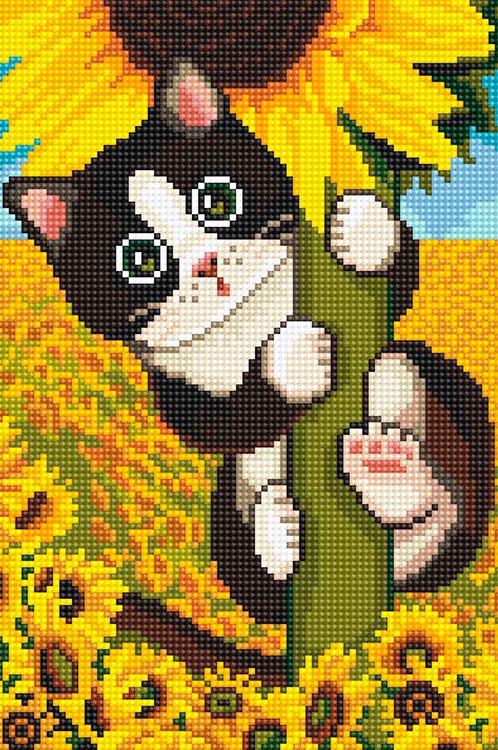Алмазная вышивка «Котенок на подсолнухе» — картинка 2