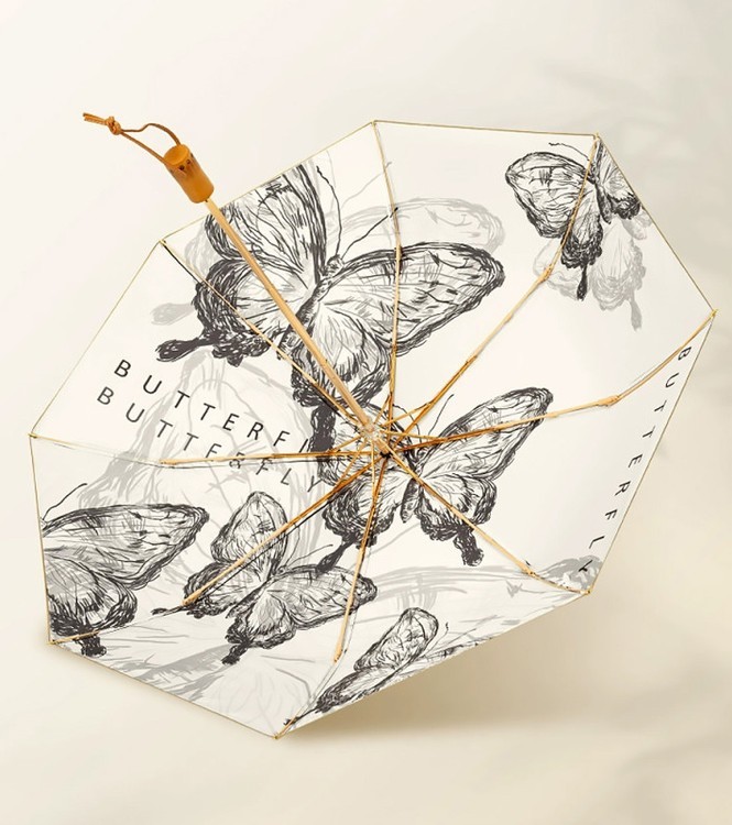 Зонт двусторонний Порхание бабочек, складной, 8 спиц, механический — картинка 4