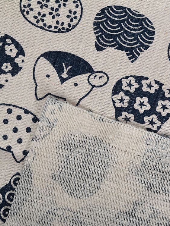 Ткань Лен, 140 г/м², 5 м x 150 см, цвет: белый, синий, животный принт, TBY — картинка 5