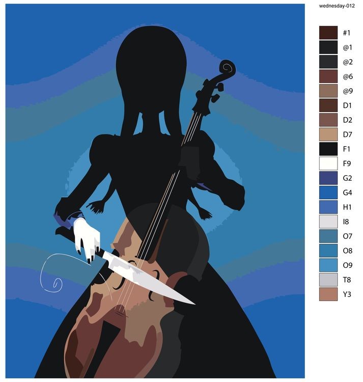 Картина по номерам «Wednesday Уэнсдей Аддамс: Арт с виолончелью» — картинка 3