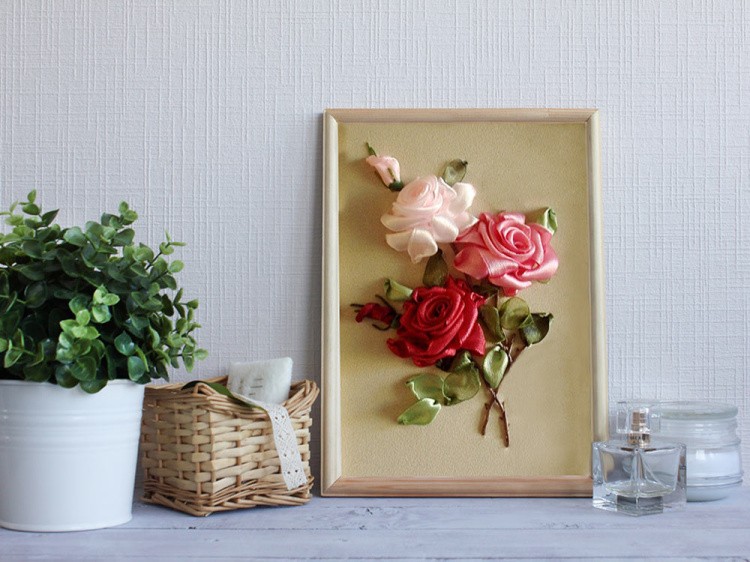 Вышивка лентами «Розы» — картинка 3