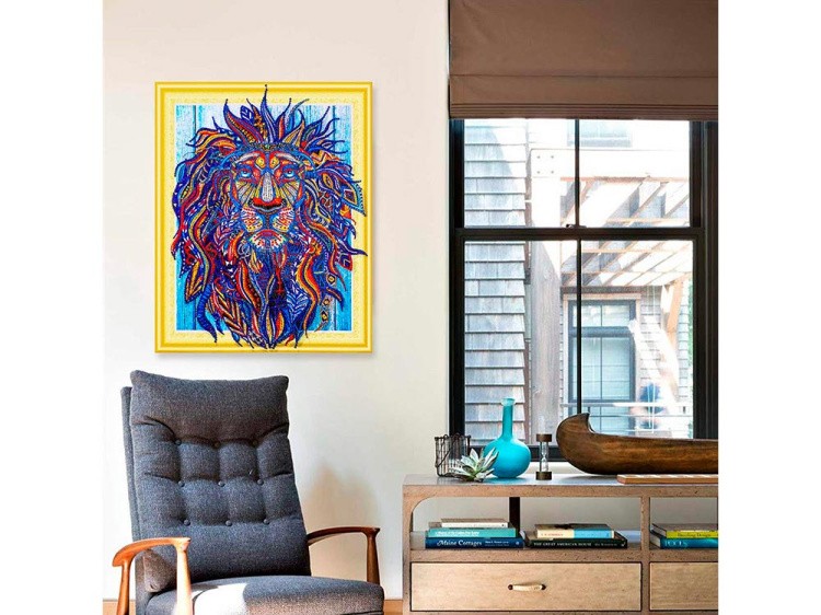 Алмазная вышивка 5D «Искрящийся лев» — картинка 4