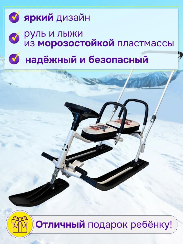 Снегокат детский 505 TWINS BABY PUSH для двоих со спинкой — картинка 3