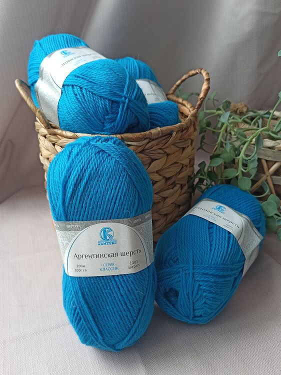 Пряжа Камтекс Аргентинская шерсть (024), бирюзовый, 5 шт. по 100 г — картинка 2