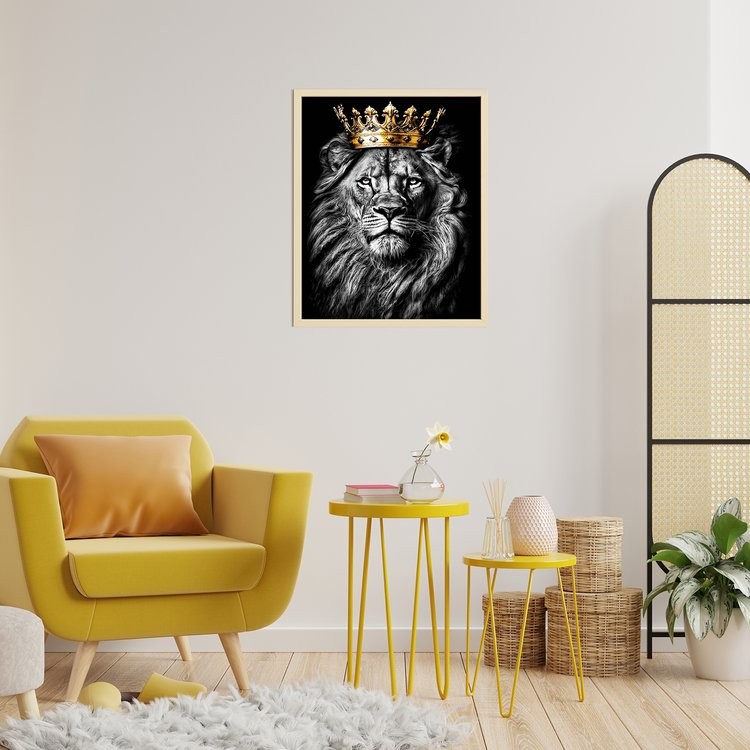 Картина по номерам Черный холст с поталью «Царь зверей» — картинка 7