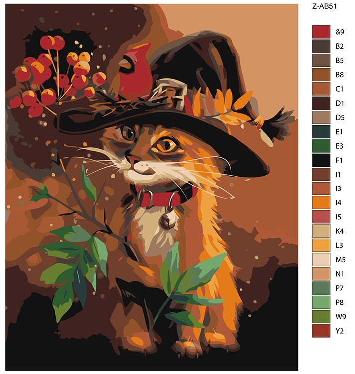 Картина по номерам «Котик в шляпе» — картинка 2