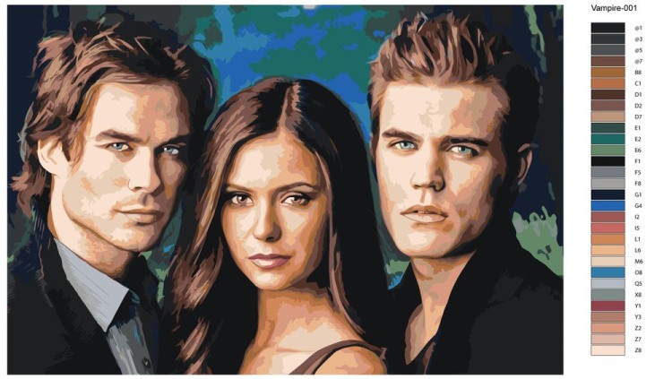 Картина по номерам «Дневники вампира: Деймон, Елена и Стефан» — картинка 2