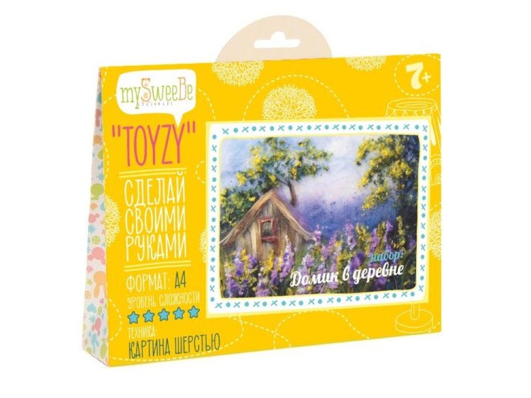 Картина шерстью «Домик в деревне» — картинка 2