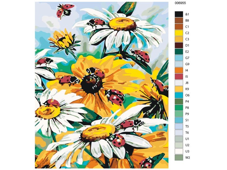 Картина по номерам «Божьи коровки на цветах» — картинка 2
