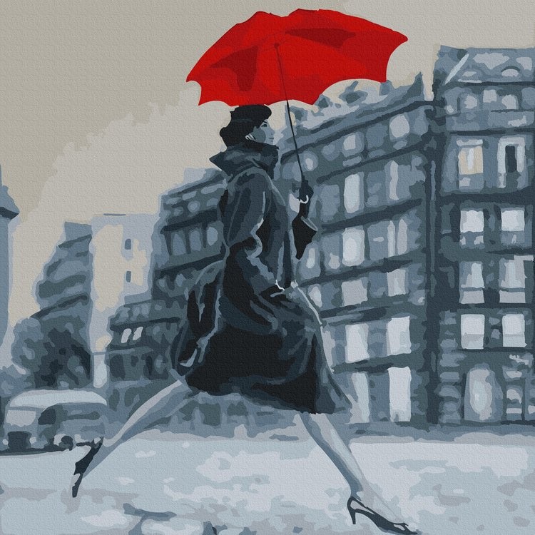 Картина по номерам «Девушка с красным зонтом»