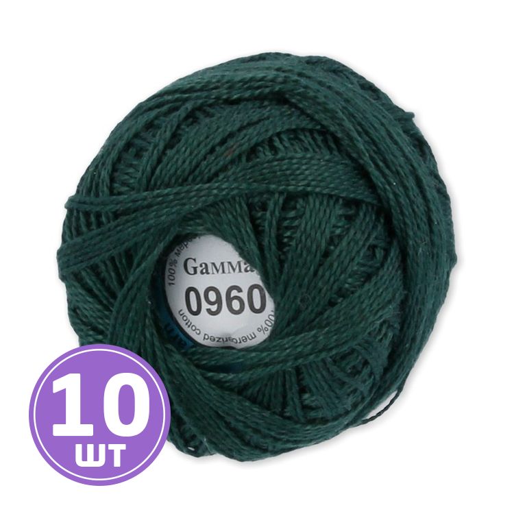 Пряжа Gamma Ирис (0960), темно-зеленый, 10 шт. по 10 г