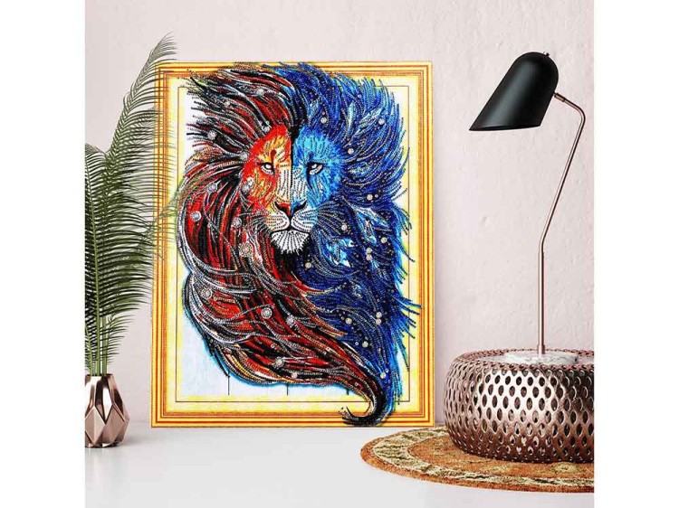 Алмазная вышивка 5D «Синий лев» — картинка 4