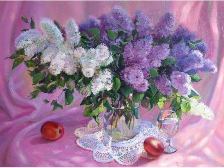 Картина по номерам «Сирень и кружево» — картинка 2