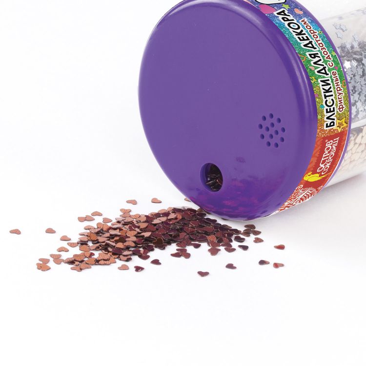 Блестки крупные, фигурные металлик, диспенсер с дозатором, 6 цветов по 9 г, Остров Сокровищ — картинка 4