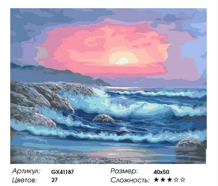Картина по номерам «Вечерний прибой» — картинка 2
