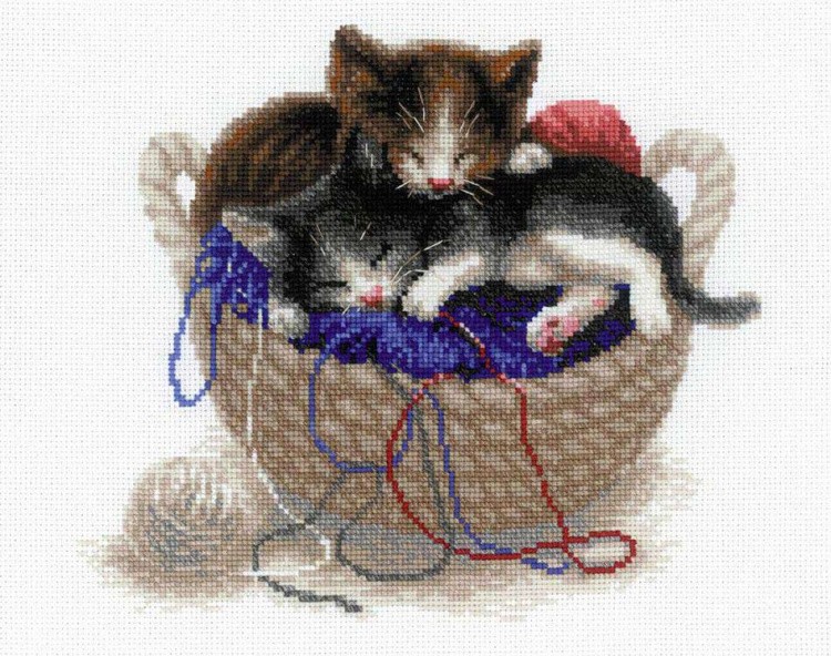 Набор для вышивания «Котята в корзине»