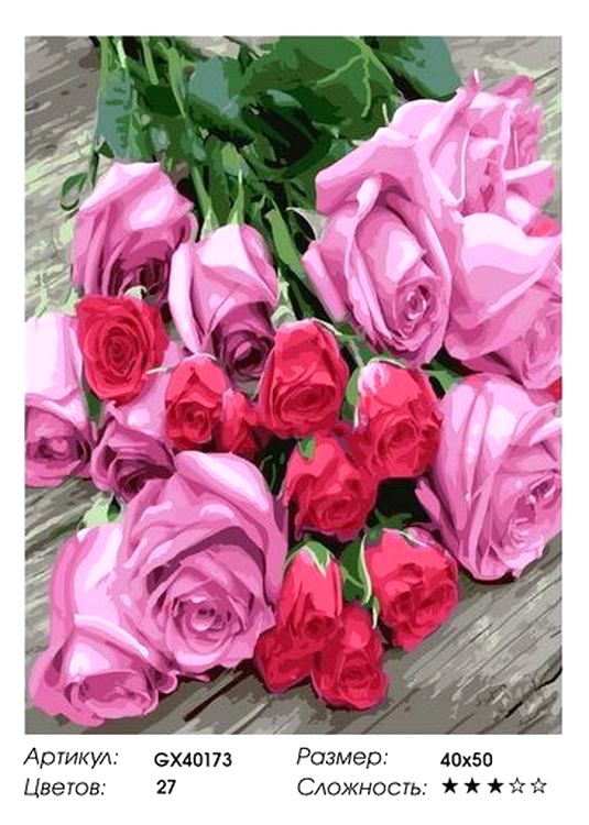 Картина по номерам «Свежие розы» — картинка 2