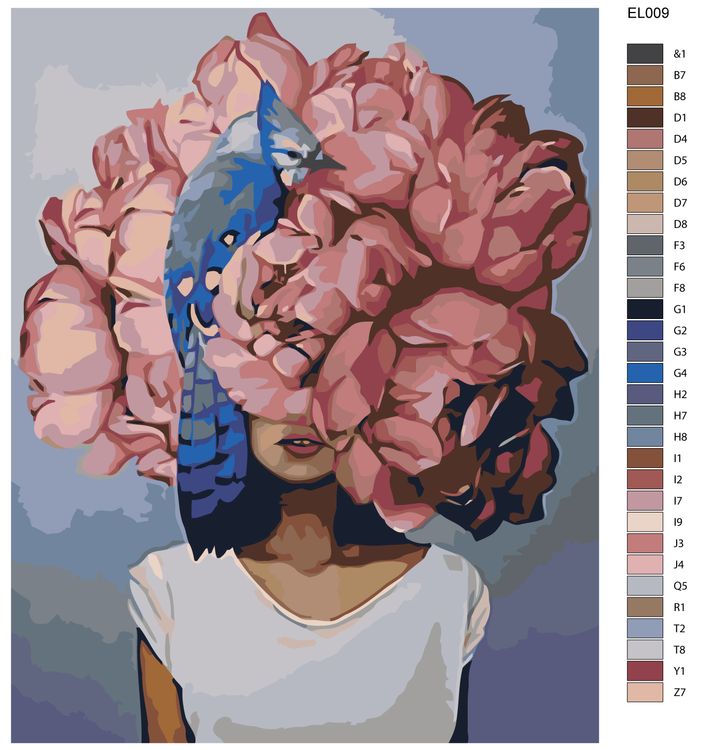 Картина по номерам «Девушка в цветах» — картинка 2