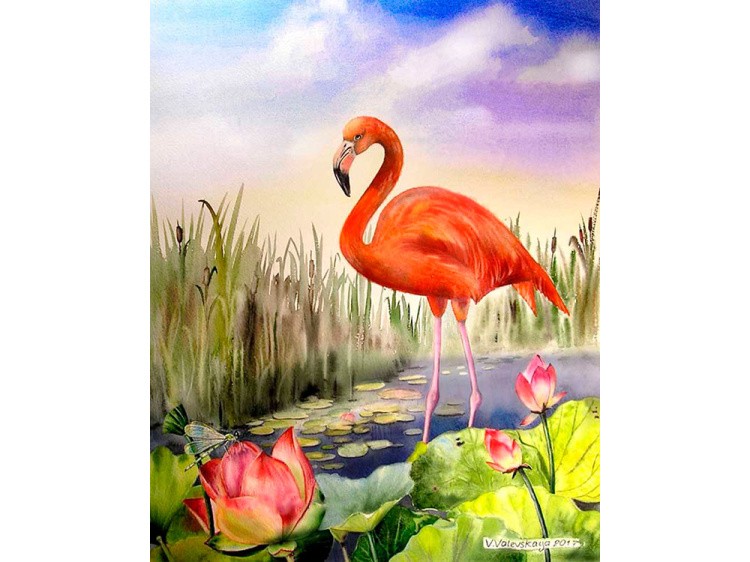 Картина по номерам «Красный фламинго» — картинка 2