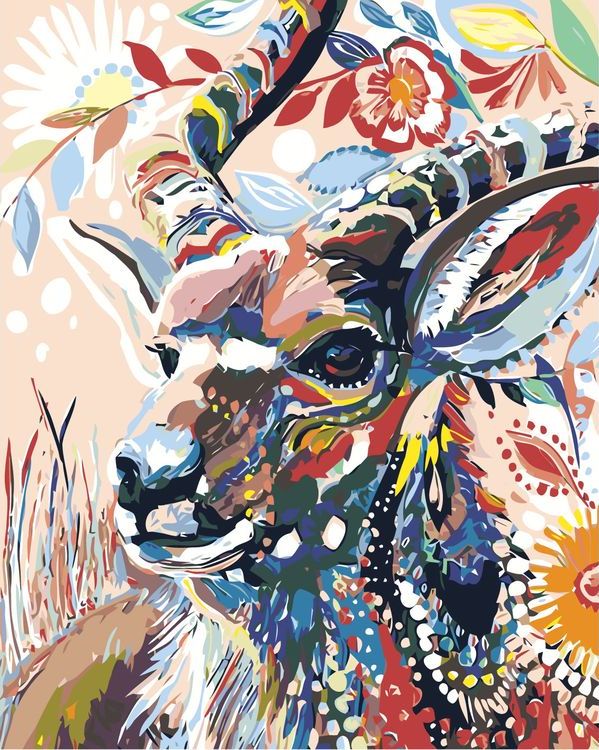 Картина по номерам «Цветочная коза»