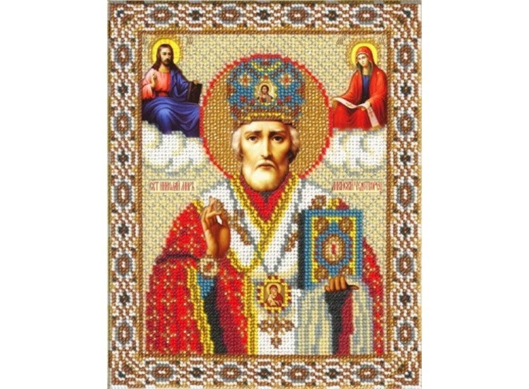 130 Схема для вышивки бисером или крестом Икона Святой Николай Чудотворец