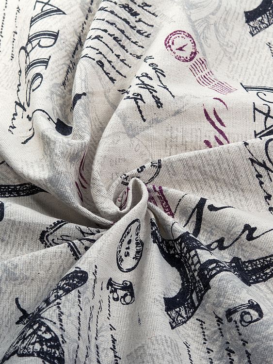 Ткань Лен, 140 г/м², 5 м x 150 см, цвет: бежевый, черный, принт, TBY — картинка 3