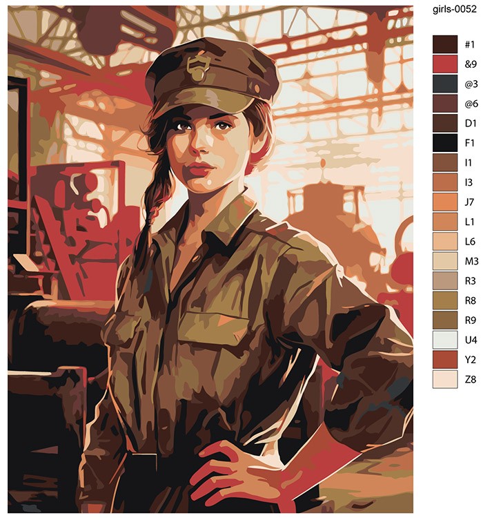 Картина по номерам «Портрет девушки на заводе 4» — картинка 2