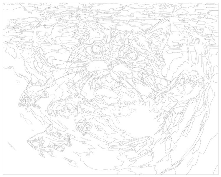 Картина по номерам «Рыжий кот с рыбами под водой» — картинка 3