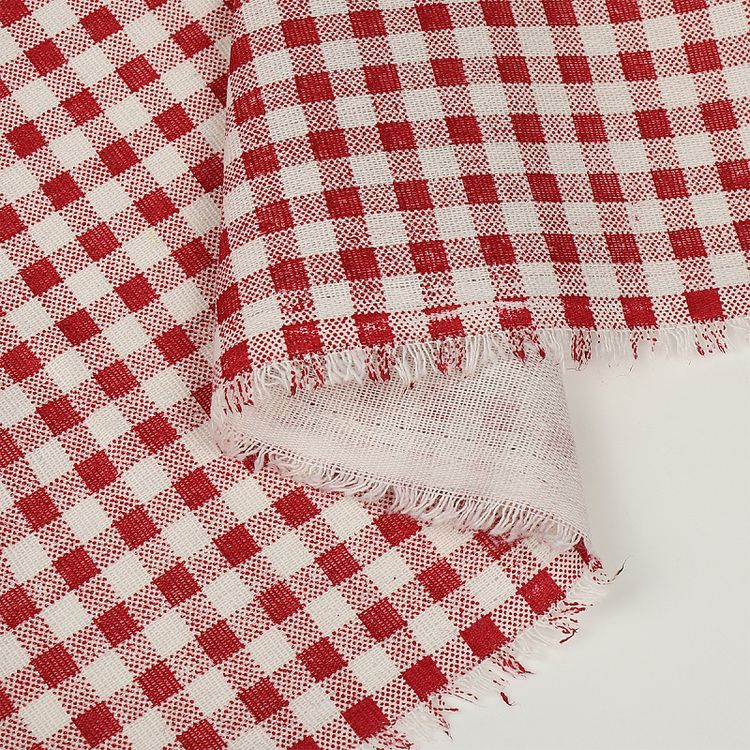 Ткань льняная, 3 м x 150 см, 140 г/м², цвет: красный, клетка, TBY — картинка 6