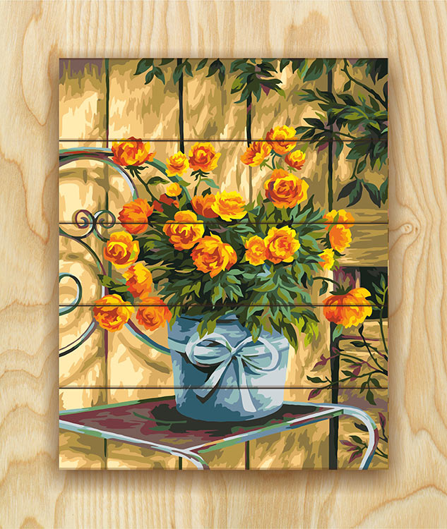 Картина по номерам по дереву Flamingo «Солнечные жарки» — картинка 2