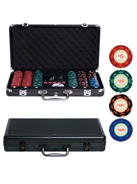 Покерный набор Casino Royal, 300 фишек 14 г с номиналом в чемодане, карты пластик+ сукно