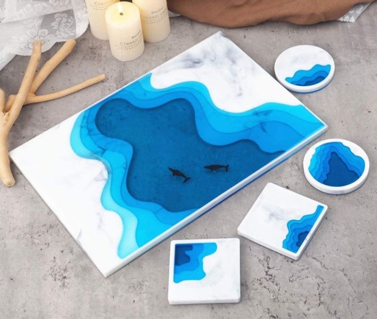 Силиконовый молд Epoxy Master подстаканники «Океан», 19х19 см — картинка 3