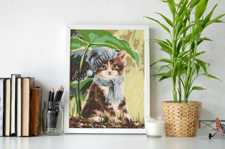 Картина по номерам «Котёнок под дождём» — картинка 5