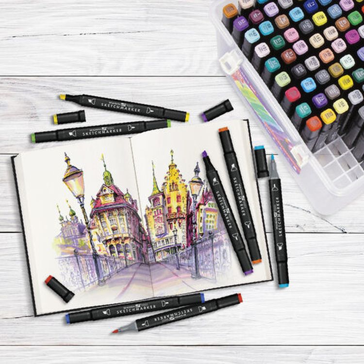 Маркеры для скетчинга двусторонние BRAUBERG ART DEBUT BLACK, цвет: набор 120 цв — картинка 13