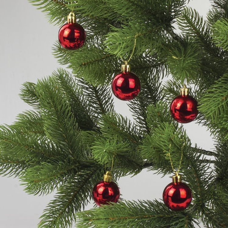 Шары елочные, набор, 12 шт., пластик, 4 см, красные, глянец, подвес — картинка 5