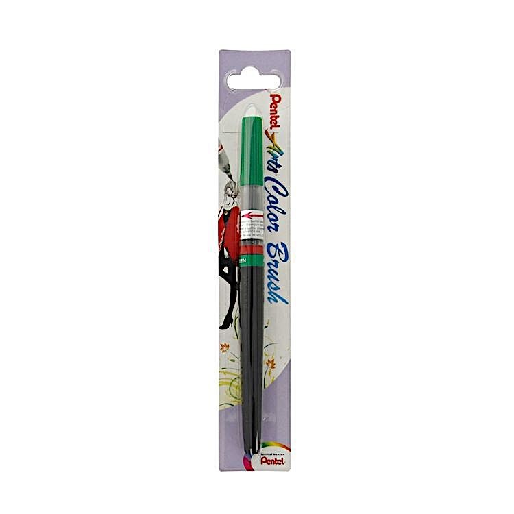 Кисть с краской Colour Brush, 1-10 мм, 5 мл, цвет: зеленый, Pentel — картинка 5