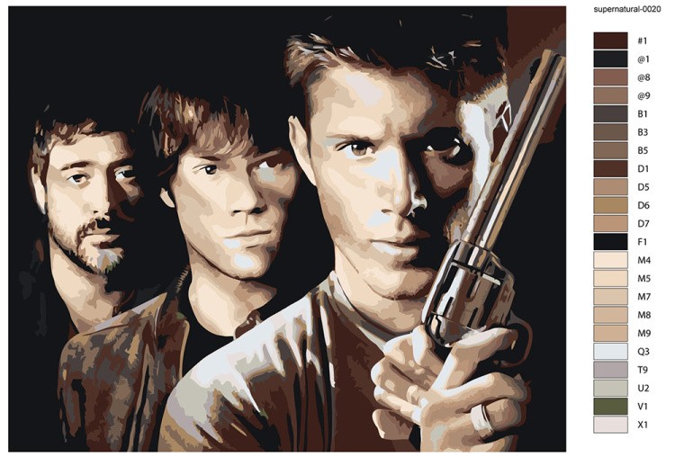 Картина по номерам «Сверхъестественное: Дин, Сэм и Джон» — картинка 2