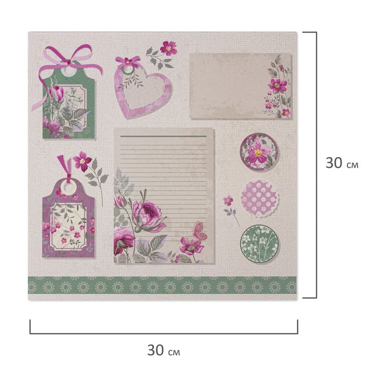 Бумага для скрапбукинга 30х30 см «Шебби-шик», 12 дизайнов — картинка 8