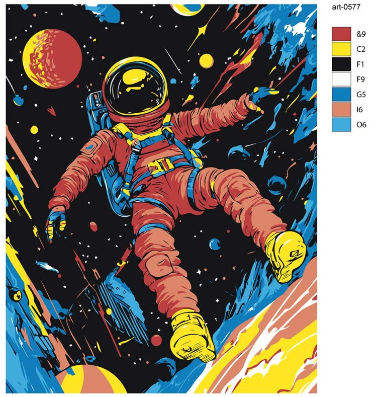 Картина по номерам «Космос: космонавт в открытом космосе арт» — картинка 2