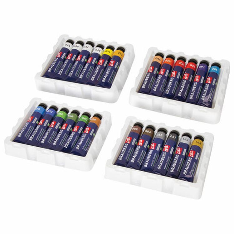 Краски акриловые художественные BRAUBERG ART CLASSIC, набор 24 шт, 21 цвет, в тубах 22 мл — картинка 2