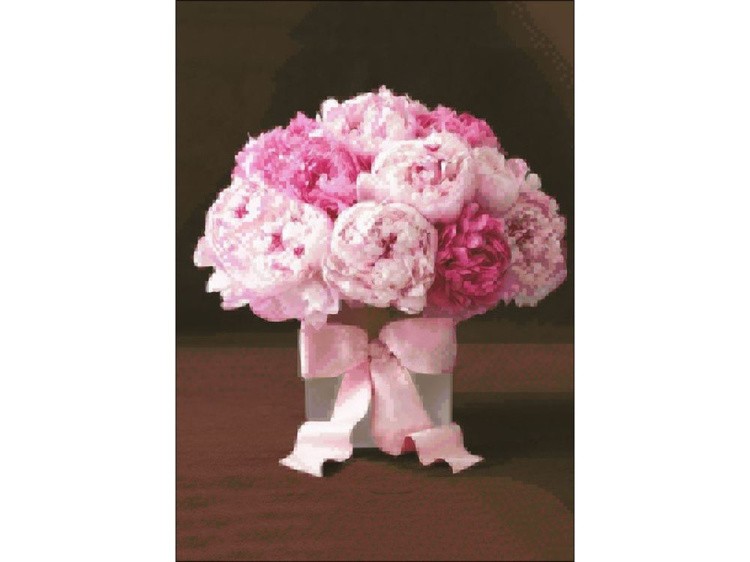 Алмазная вышивка «Пионы с бантом» — картинка 2