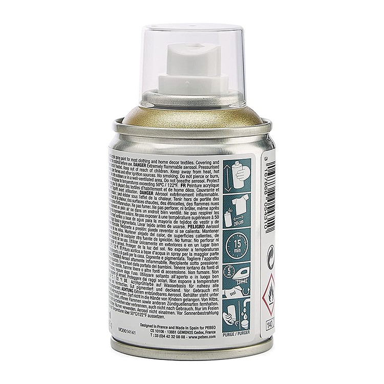 Краска для текстиля 7А Spray (аэрозоль), 100 мл, цвет: золото, Pebeo — картинка 4