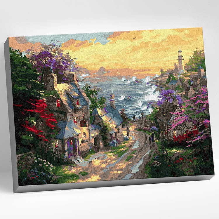 Картина по номерам «Деревня у берега моря»