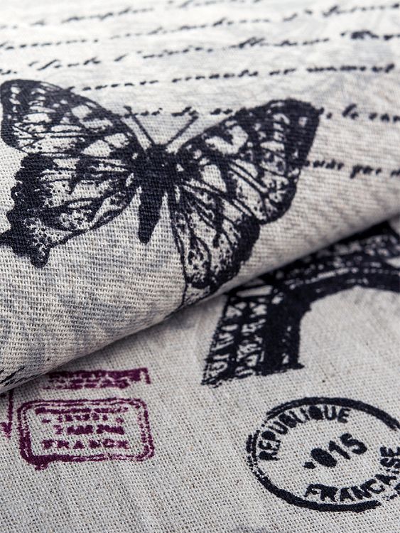 Ткань льняная, 1 м x 150 см, 140 г/м², цвет: бежевый, принт, TBY — картинка 4