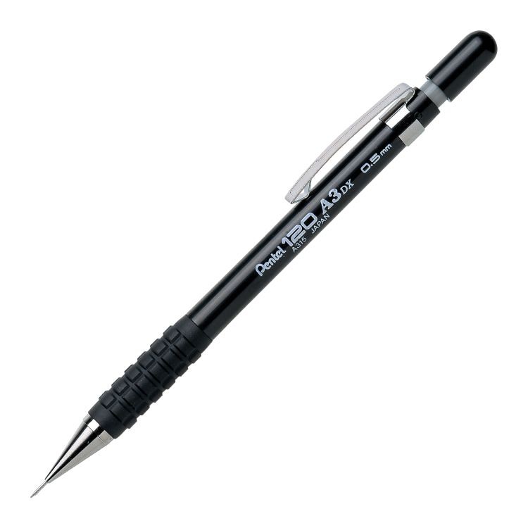 Карандаш автоматический Pentel120 A3 0,5 мм, черный корпус, НВ, Pentel