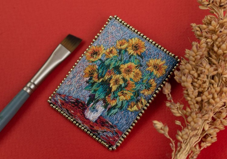 Набор для вышивания «Брошь. Букет подсолнухов» — картинка 4