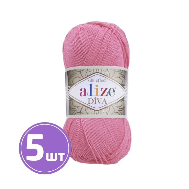 Пряжа ALIZE Diva Silk effekt (178), ярко розовый, 5 шт. по 100 г