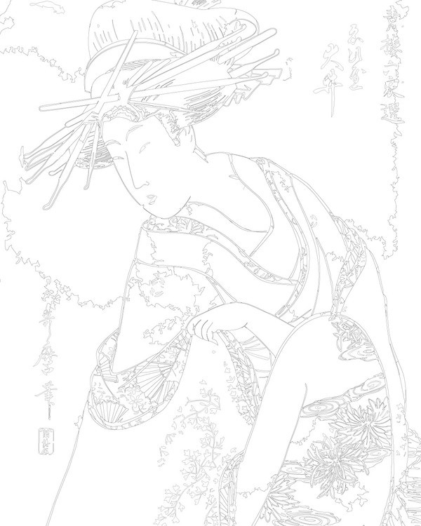 Картина по номерам «Нежный образ. Китагава Утамаро» — картинка 3